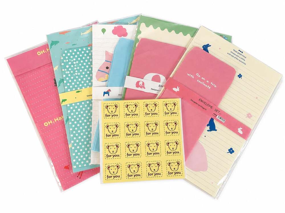Ninge Stationery Bundle: 5-Pack Envelope Sets Designed by Ning Ju and 3D Butterf